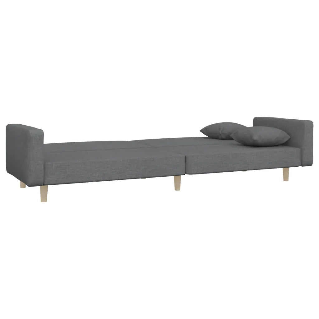 Divano letto | Sof¨¤ letto | Letto singolo a 2 Posti con 2 Cuscini Grigio Chiaro in Tessuto