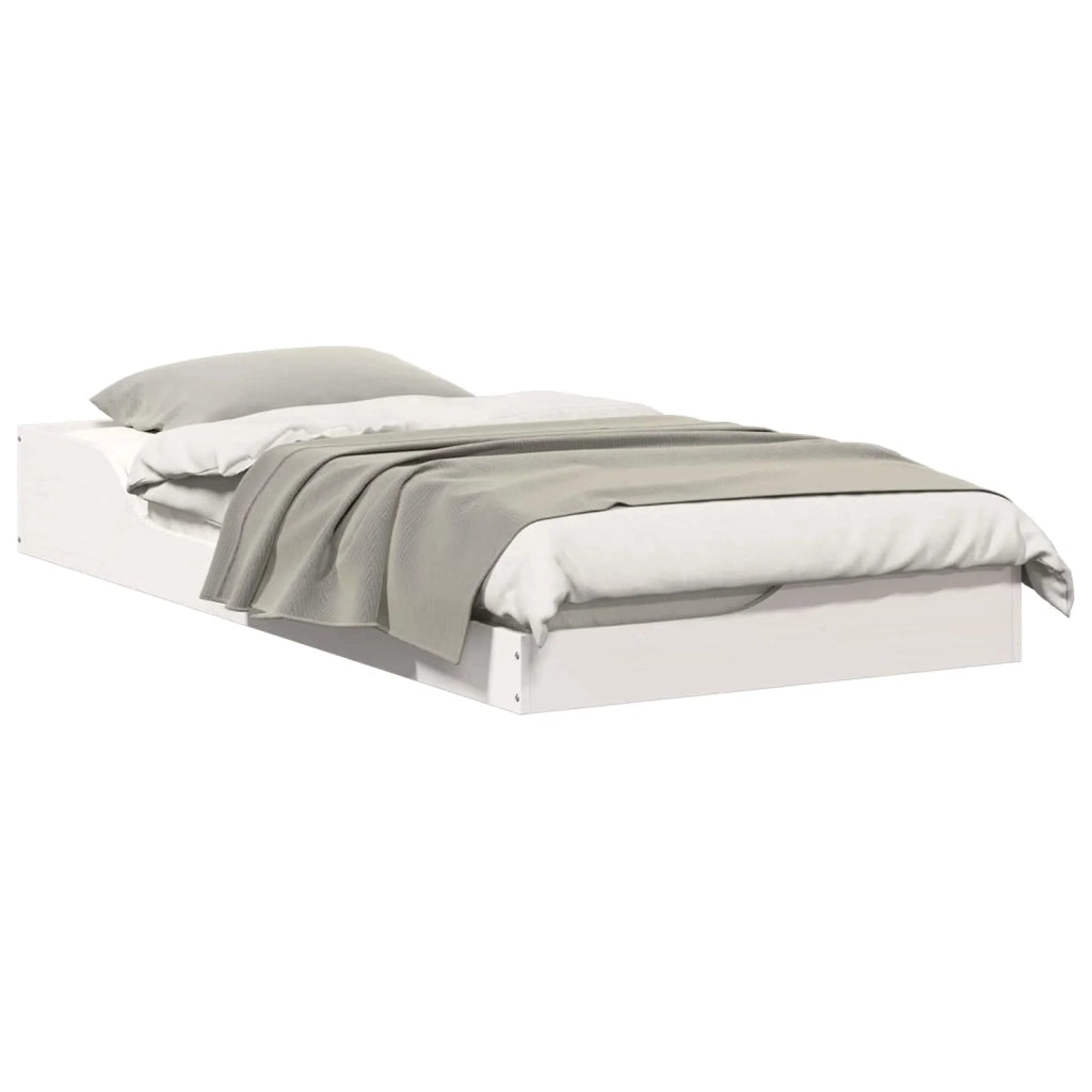 Struttura del letto Bianco 90 x 190 cm Pino massello 873395