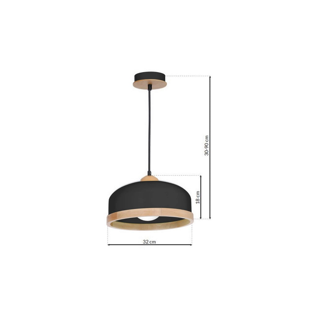 Lampada a sospensione Milagro Studio nera E27 Ø32cm