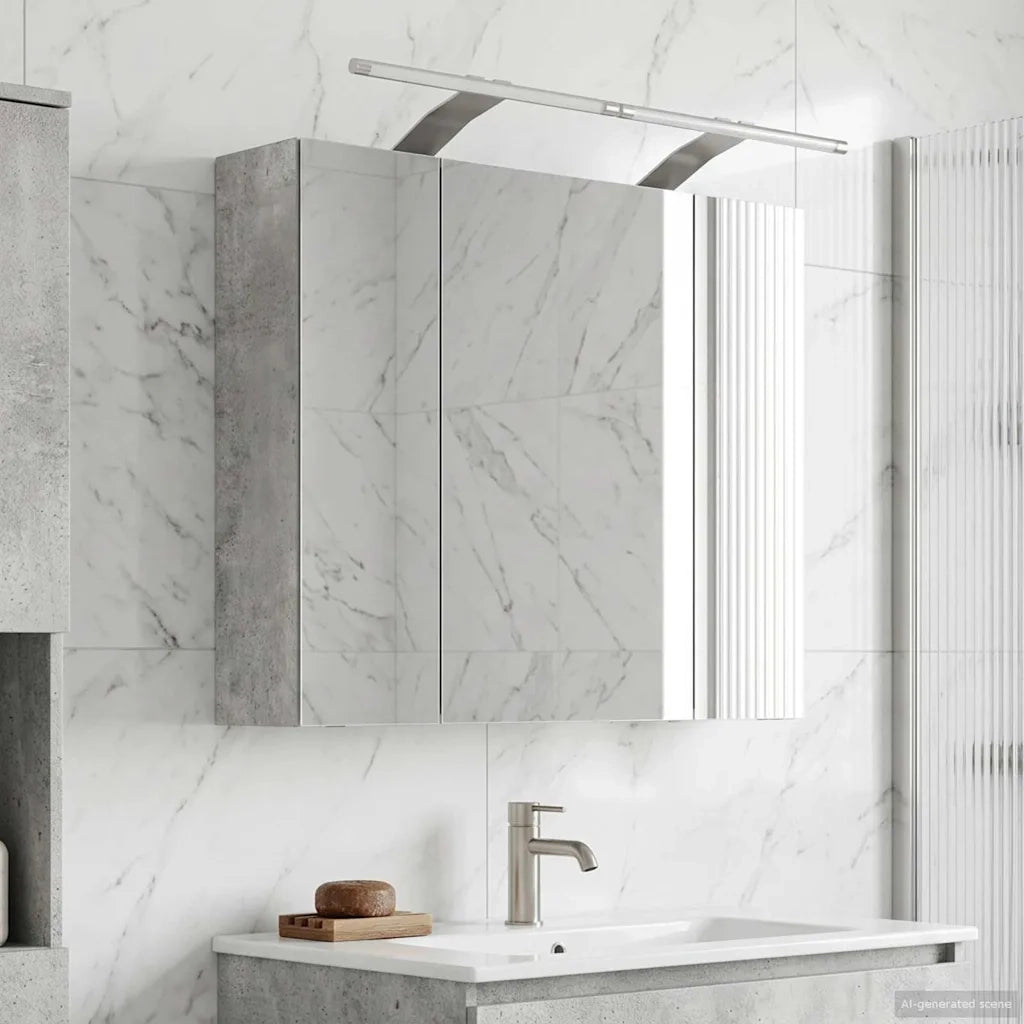 Mobiletto per specchio da Bagno | Armadio da bagno Grigio cemento