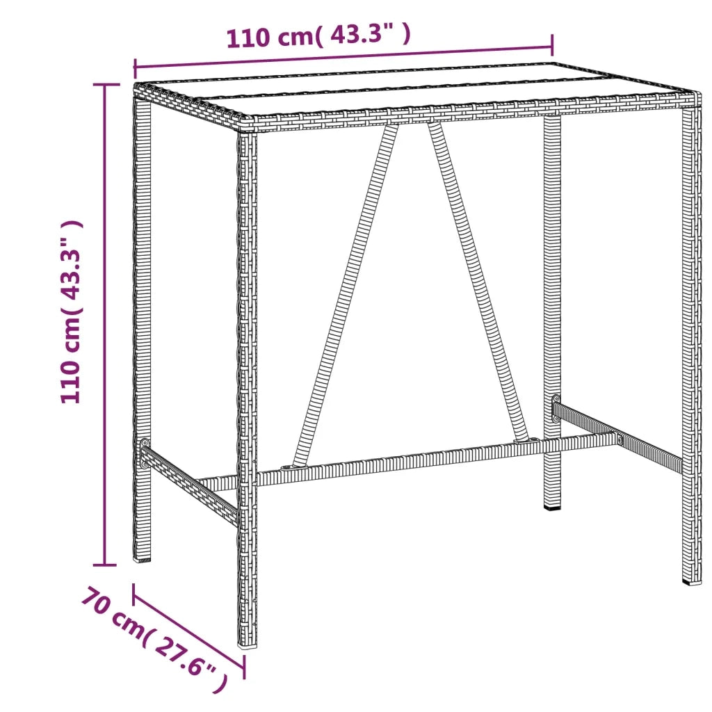 Set Bar da Giardino 7 pz con Cuscini in Polyrattan Grigio 3187646
