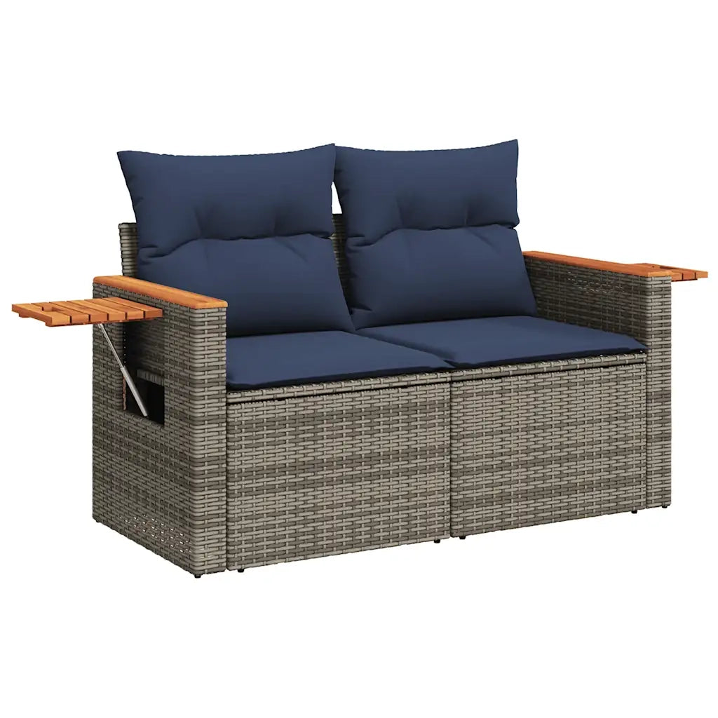 Set Divani da Giardino 4 pz | Set Salotto da Giardino con Cuscini Grigio in Polyrattan