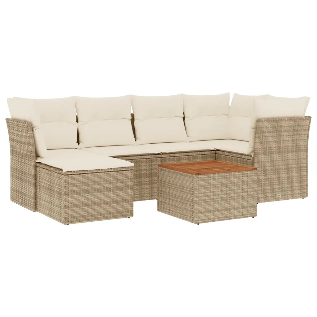 Set Divani da Giardino 7 pz con Cuscini Beige in Polyrattan 3223748