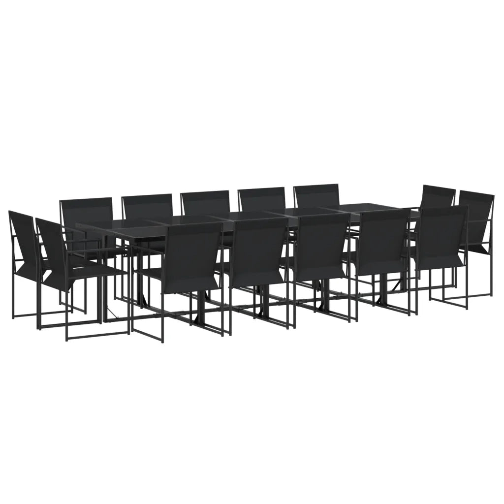 Set da Pranzo da Giardino 15 pz Nero in Textilene 3295126