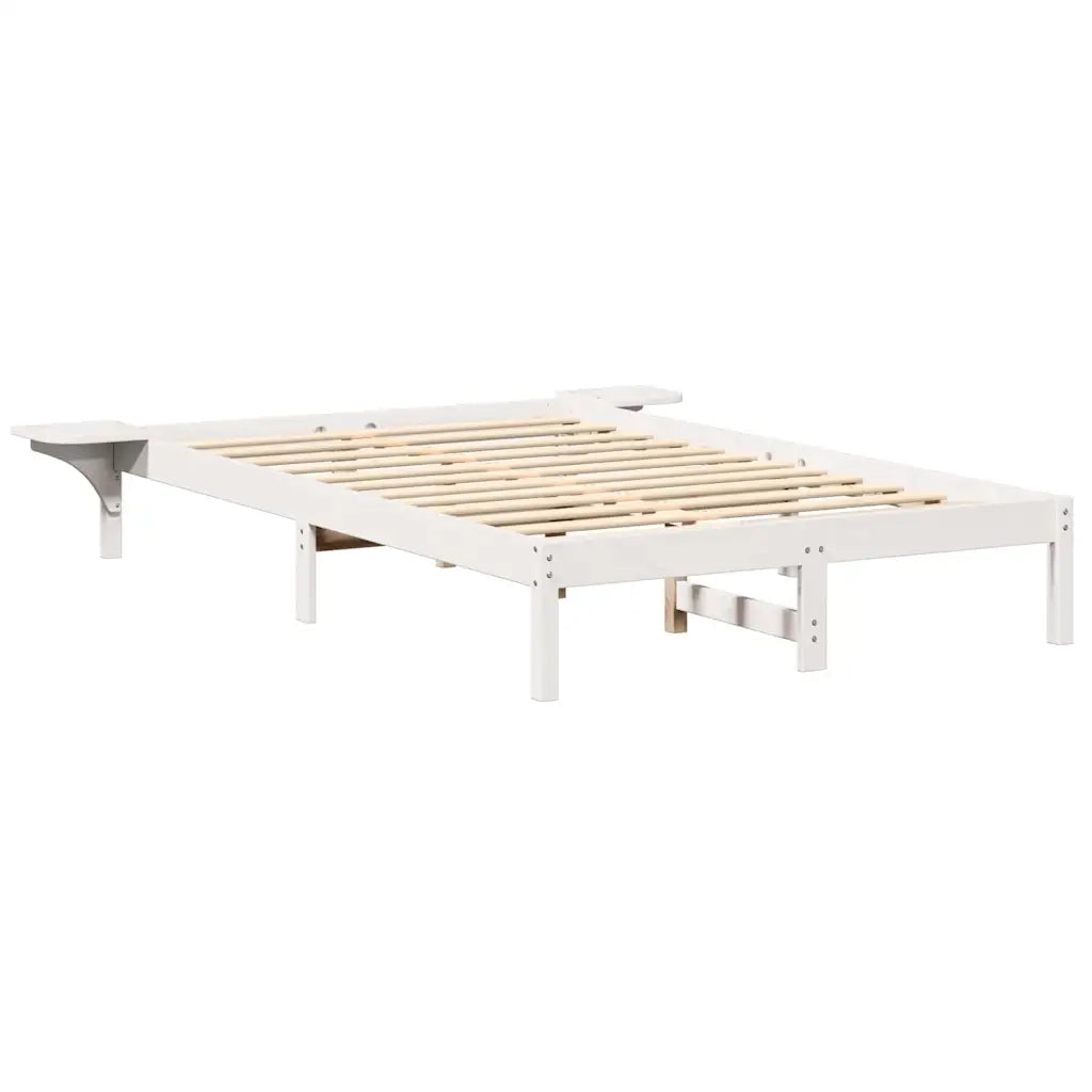 Struttura del letto Bianco 135 x 190 cm Pino massello 873197