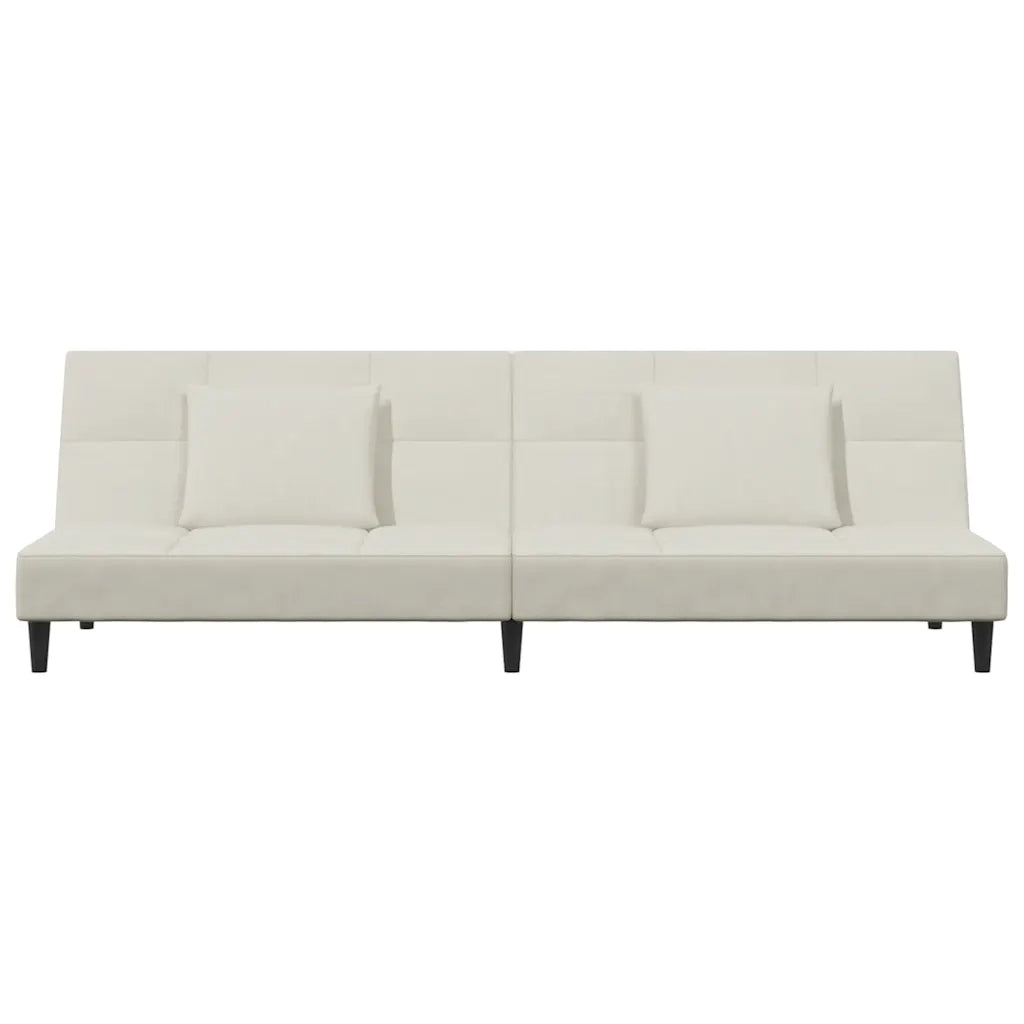 Divano letto | Sof¨¤ letto | Letto singolo a 2 Posti con 2 Cuscini Crema in Velluto
