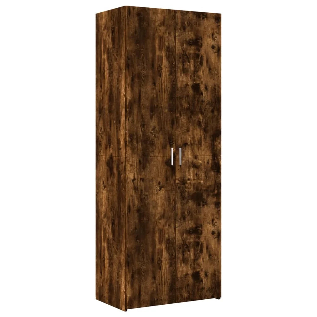 Mobile contenitore alto multifunzionale 70 x 42,5 x 225 cm in legno composito effetto rovere affumicato 02_0055578