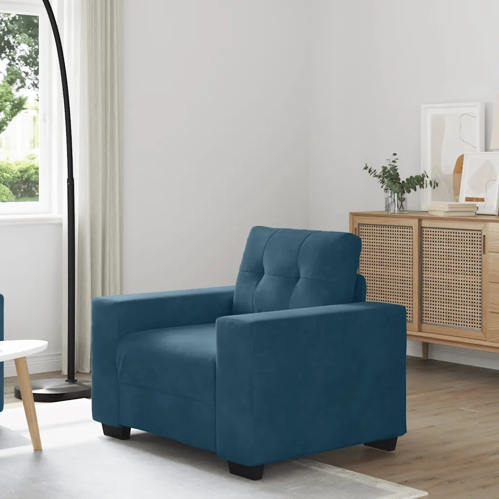 Divano-Poltrona-Sofa Relax-Divanetto Sedia Blu 60 cm Velluto 771873