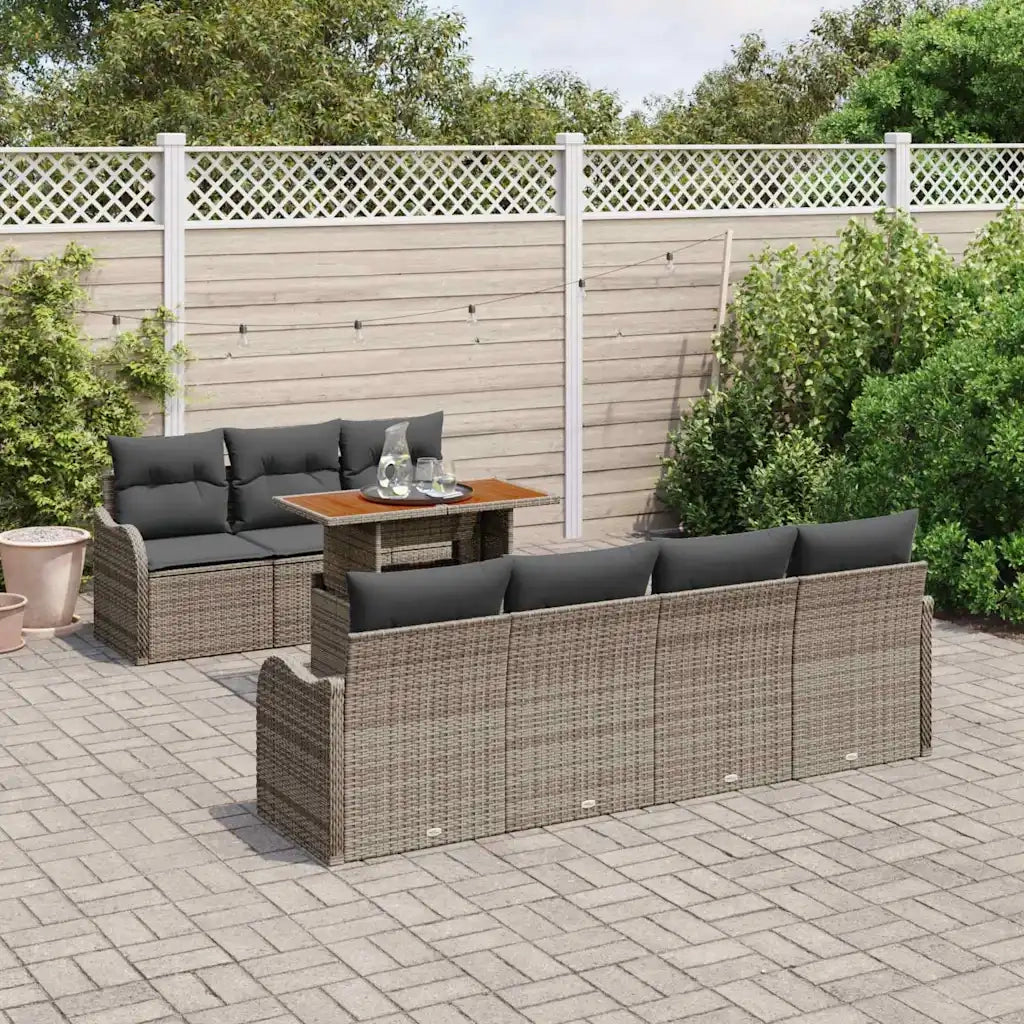 Set Divano da Giardino 8 pcs Grigio Poly Rattan 3358155