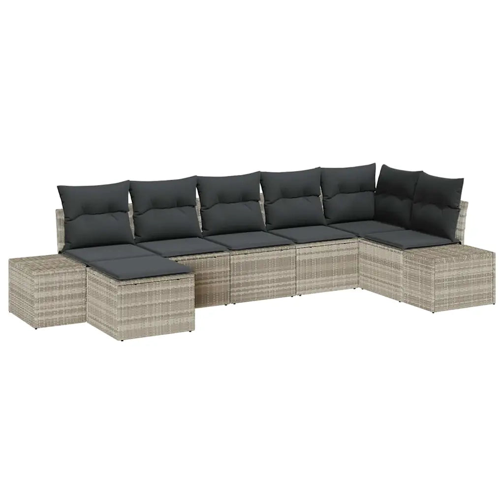 Set Divano da Giardino 7 pcs Grigio chiaro polyrattan 3347152