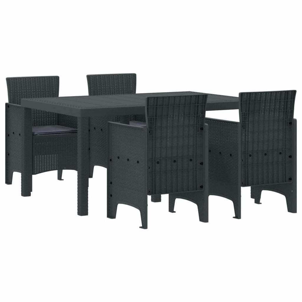 Set da Pranzo per Giardino 5 pcs Antracite Rattan Polt 3378695
