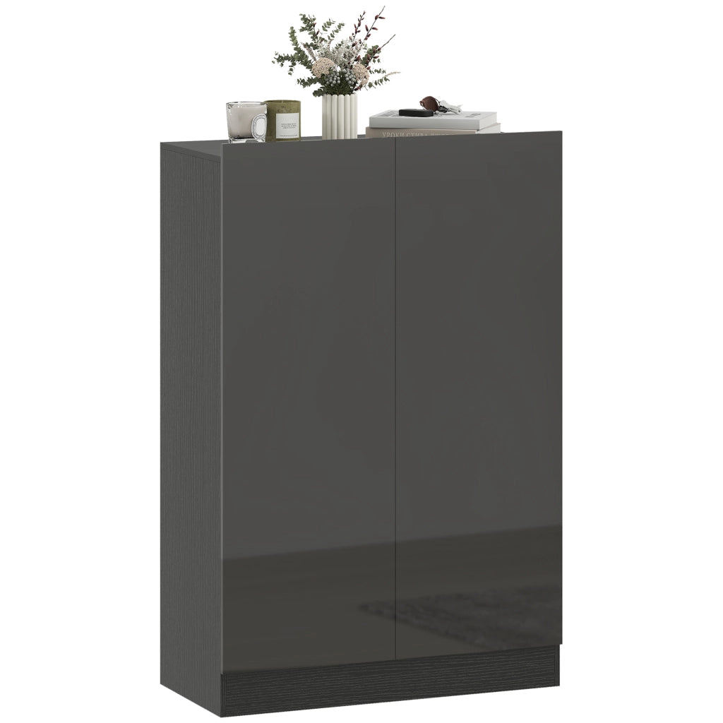 Scarpiera con ante e ripiani regolabili ¨C Minimal ¨C Nero brillo 80x30x100