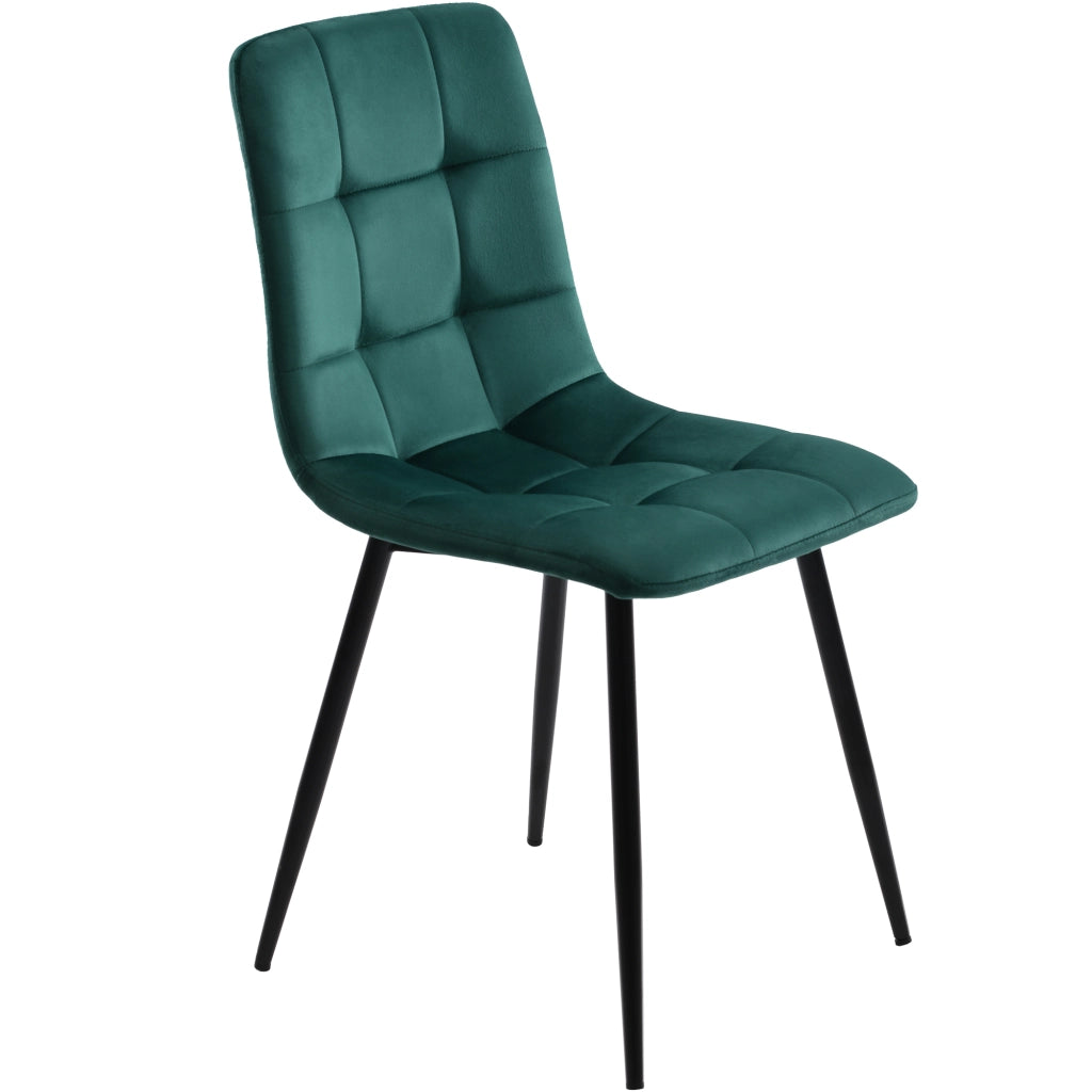 Set Tavolo da Pranzo Rotondo con 4 Sedie ¨C Xylo ¨C Piano Bianco MDF, Gambe Metallo Oro, Velluto Verde, ?100 cm