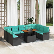 Set Divano da Giardino 10 pcs Nero Poly Rattan 3358118