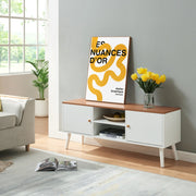 Mobile Porta TV Reyljand con 2 Ante 120x35x50 cm - Bianco / Effetto Legno Teak [en.casa]