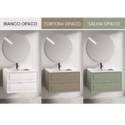Mobile bagno sospeso 100 cm salvia opaco con lavabo e specchio Matisse