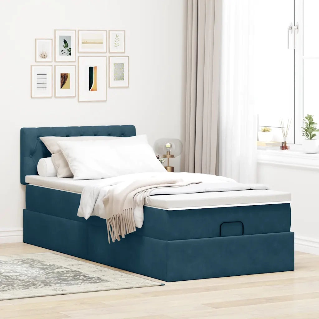 Struttura Letto Pouf con Materasso 80x200 cm Velluto 3311811