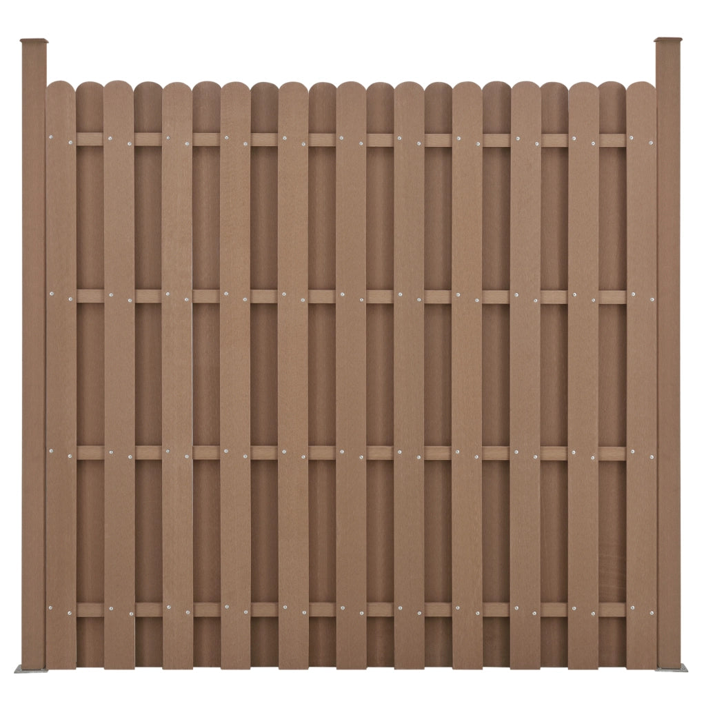 Steccato con Doghe e Colonne in WPC e Base in Acciaio 185 x 193 cm - Marrone NEU.HOLZ