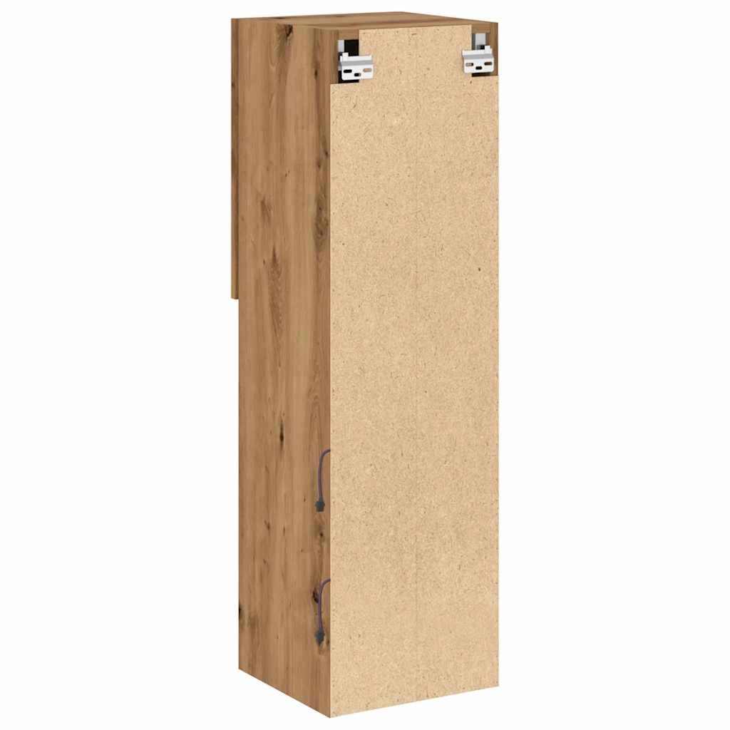 Mobile TV multimediale scaffale TV credenza mobile TV sala da pranzo soggiorno camera da letto con luci LED rovere lavorato a mano 30,5 x 30 x 102 cm marrone 02_0026704
