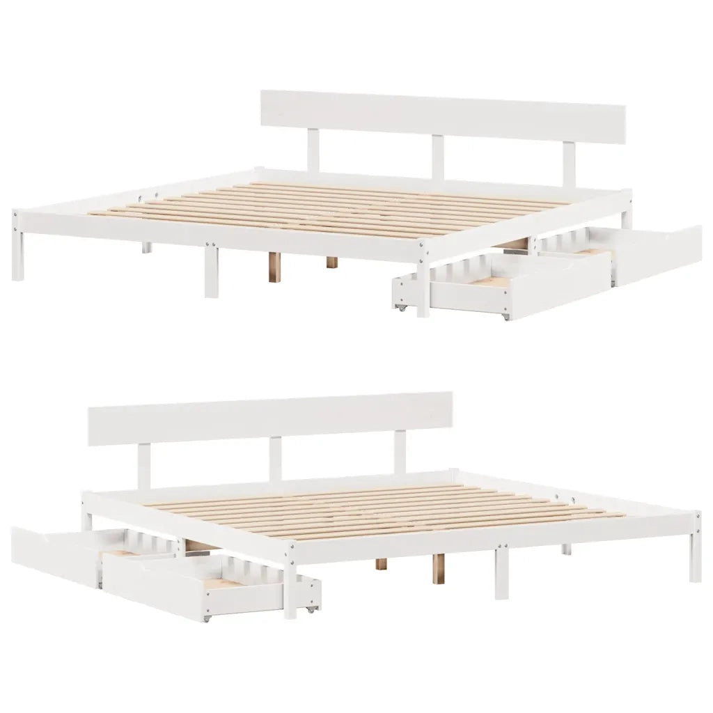 Letto senza Materasso-Struttura Letto Bianco 180x200 cm Legno Massello di Pino 479407