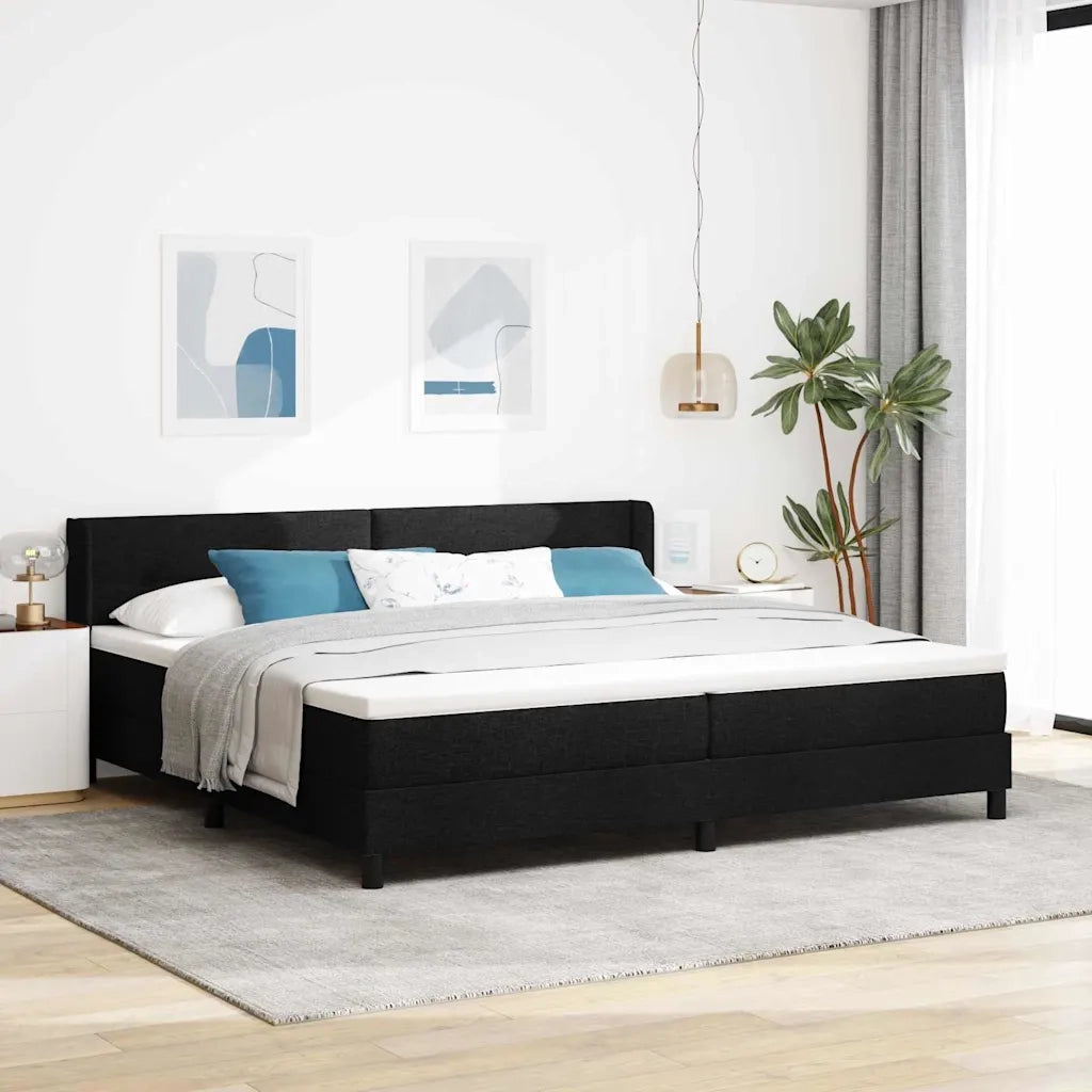 Letto a molle con testiera Nero 200 x 200 cm Tessuto 3341127