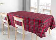 Tovaglia Cucina Soggiorno Misto Cotone Fantasia Tinto In Filo Con Lurex Mod. Natalina Scozzese - 140x140cm - Rosso