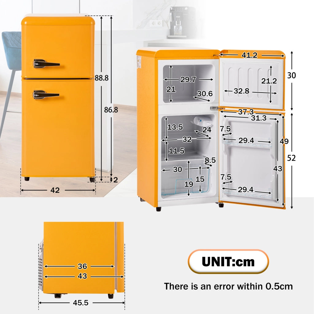 Frigorifero Combinato Retr¨° ¨C MINIMAL ¨C 86,8x45,5 cm, 60L, Classe E, 2 Porte