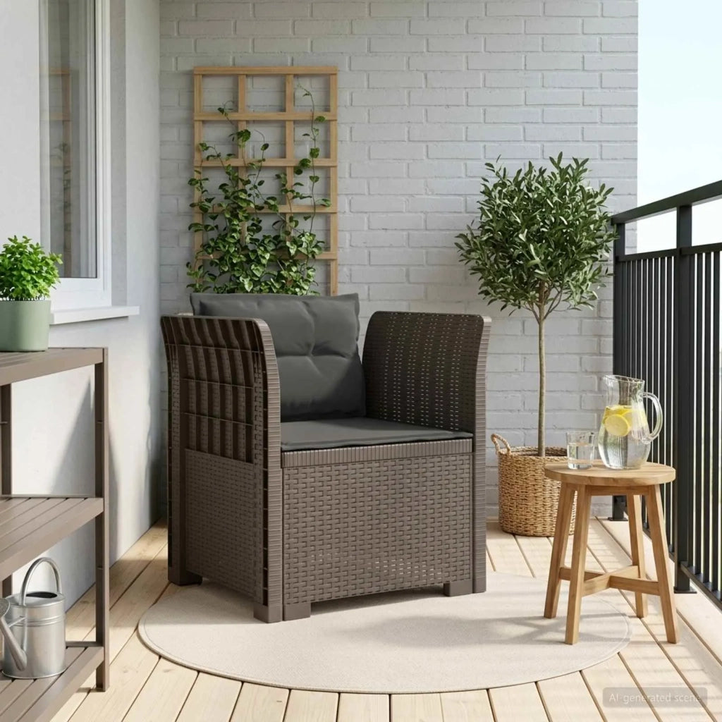 Poltrona a 1 Posto con Cuscini Aspetto Rattan PP Grigio Chiaro 8011881