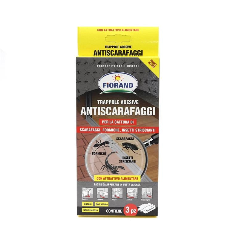 TRAPPOLE ADESIVE CON ATTRATTIVO ALIMENTARE SCARAFAGGI 3 PEZZI