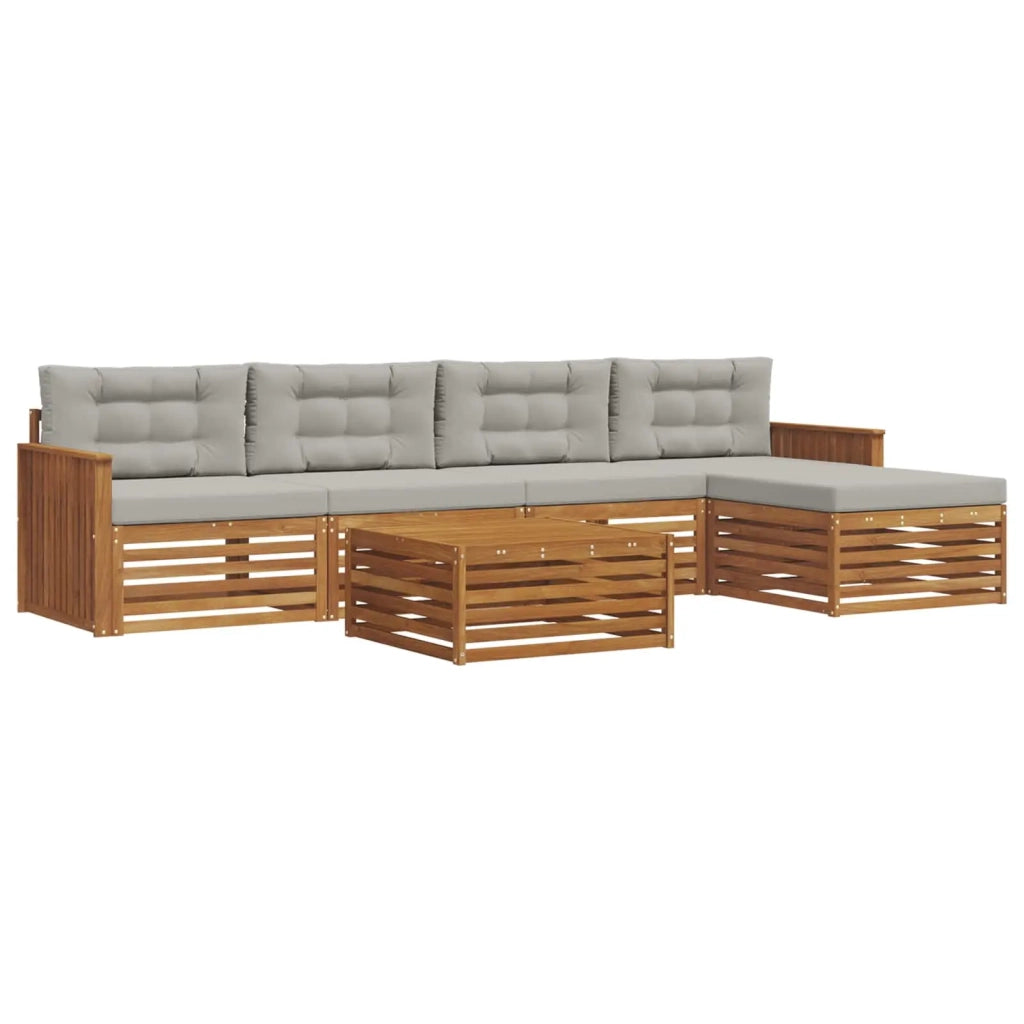 Set di divani da esterno 6 pcs Grigio Naturale e Chiaro 3373336