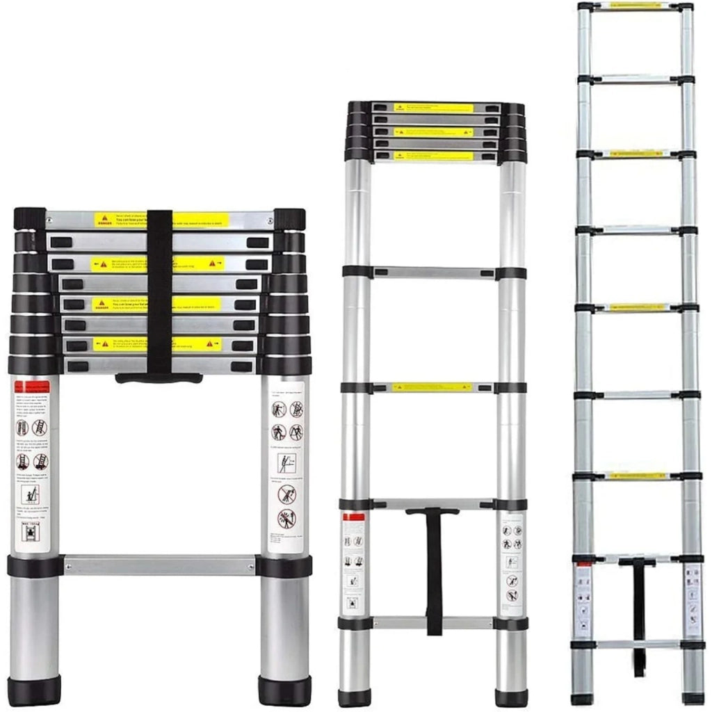 Scala Telescopica Hercules 3.8m in Alluminio Regolabile, Carico 150 Kg, Sicurezza Antiscivolo, Pieghevole 88 cm