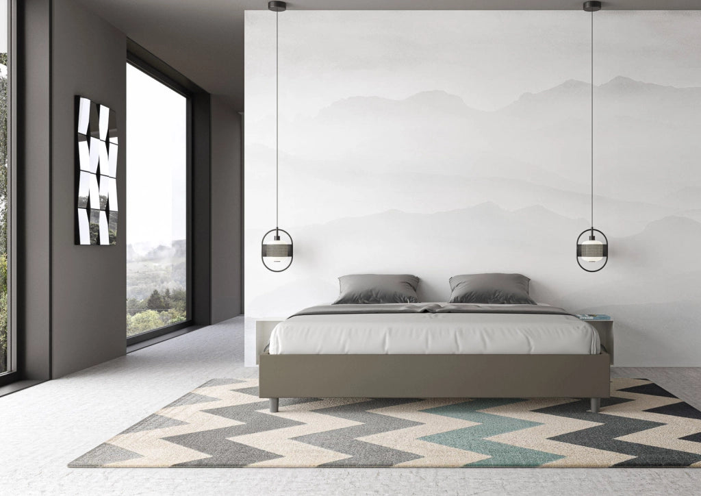 BS COM Letto con rete imbottito 180x210 similpelle cappuccino