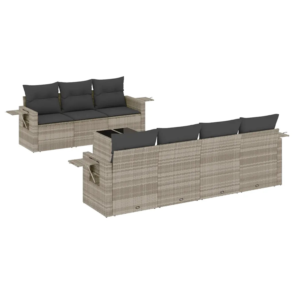 Set Divano da Giardino 8pz con Cuscini Grigio Chiaro Polyrattan 3219931