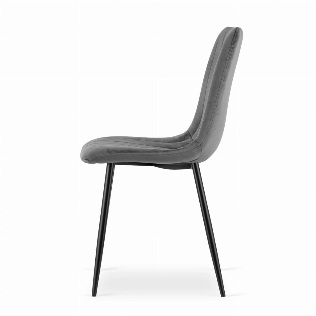 Sedia Lava in velluto grigio scuro e metallo nero