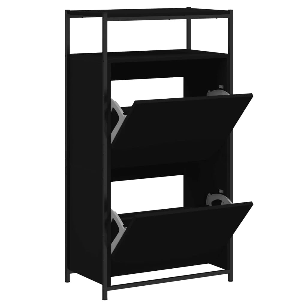 Scarpiera mobile contenitore per scarpe mobile per ingresso/corridoio/soggiorno 60 x 34 x 112 cm legno ingegnerizzato nero 02_0021994