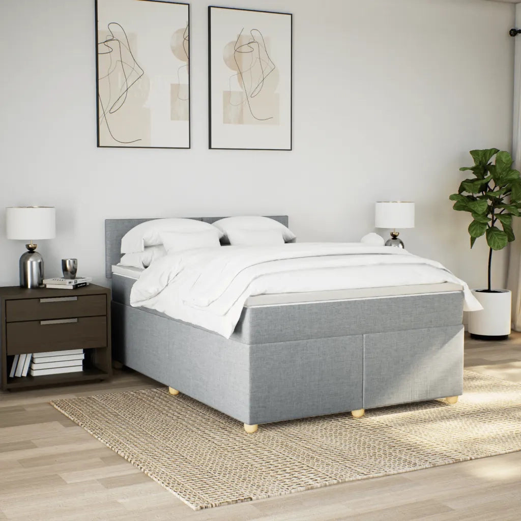 Giroletto a Molle con Materasso Grigio Chiaro 140x190cm Tessuto