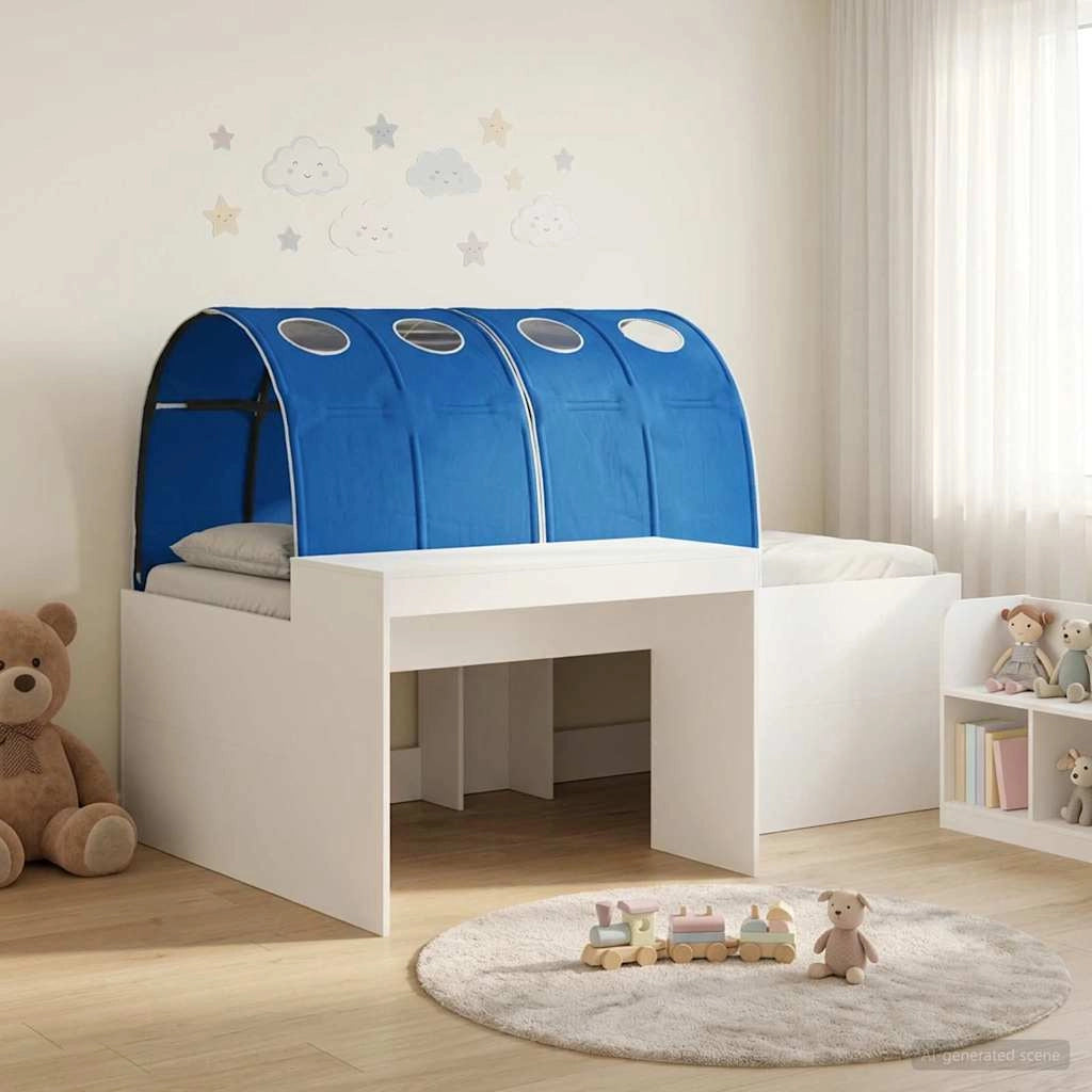 Letto alto per bambini con scrivania 3 pz Bianco e Blu 3423679