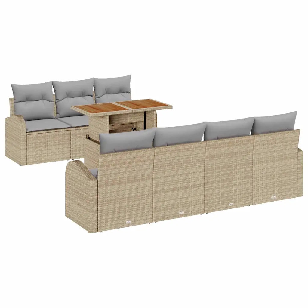 Set Divano da Giardino con cuscino 8 pcs beige e grigio chiaro 3349545