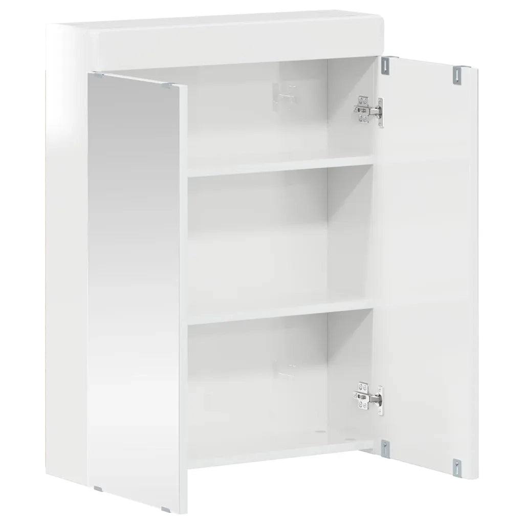 Mobiletto per specchio da Bagno | Armadio da bagno con porta TULUM Bianco Lucido