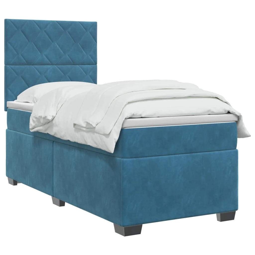 Letto box spring con materasso Blu 100 x 200 cm Velluto 3453594