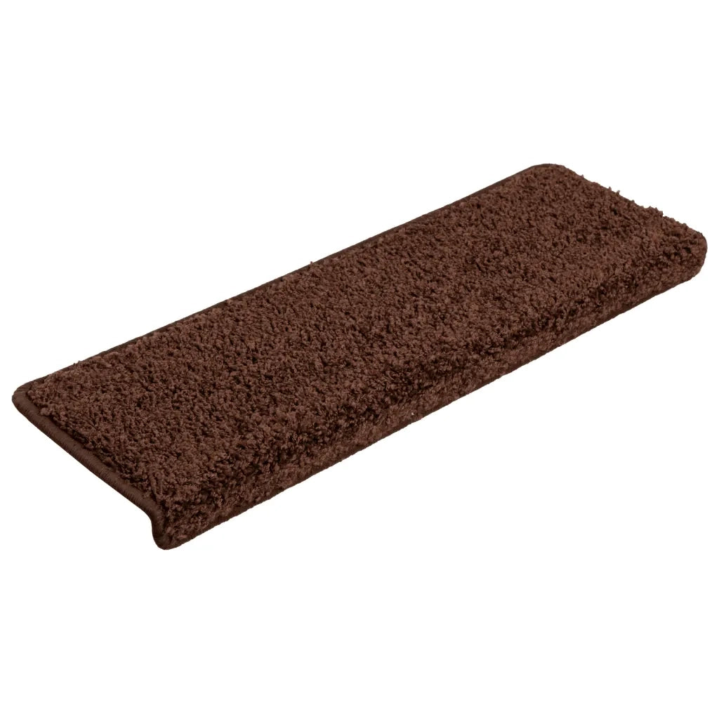 Tappetini per scale 15 pz | Gradini per Scale 65x21x4 cm Marrone Bordo rettangolare