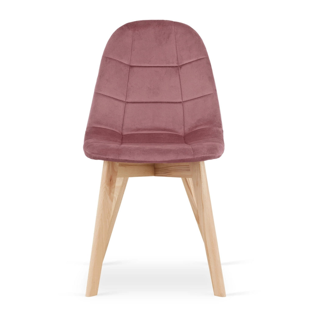 Set di 2 sedie Bora in velluto rosa antico e legno