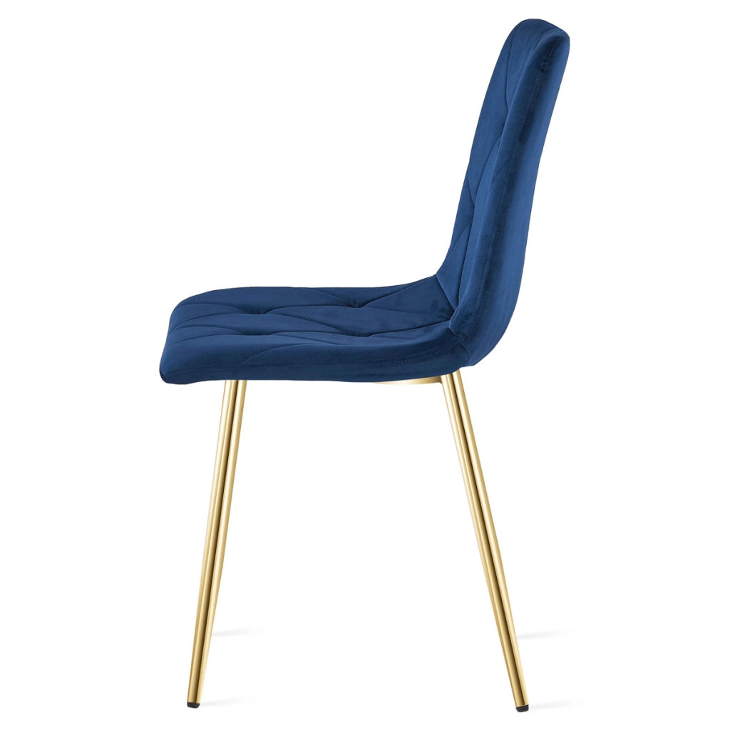 Sedia Libra in velluto blu notte con gambe dorate