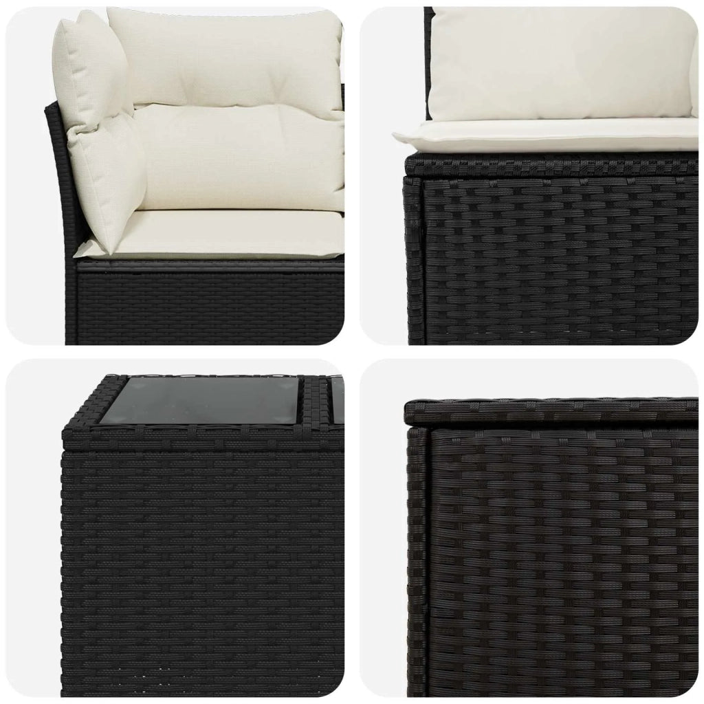 Set di divani 8 pz Nero e Bianco Crema 3448261