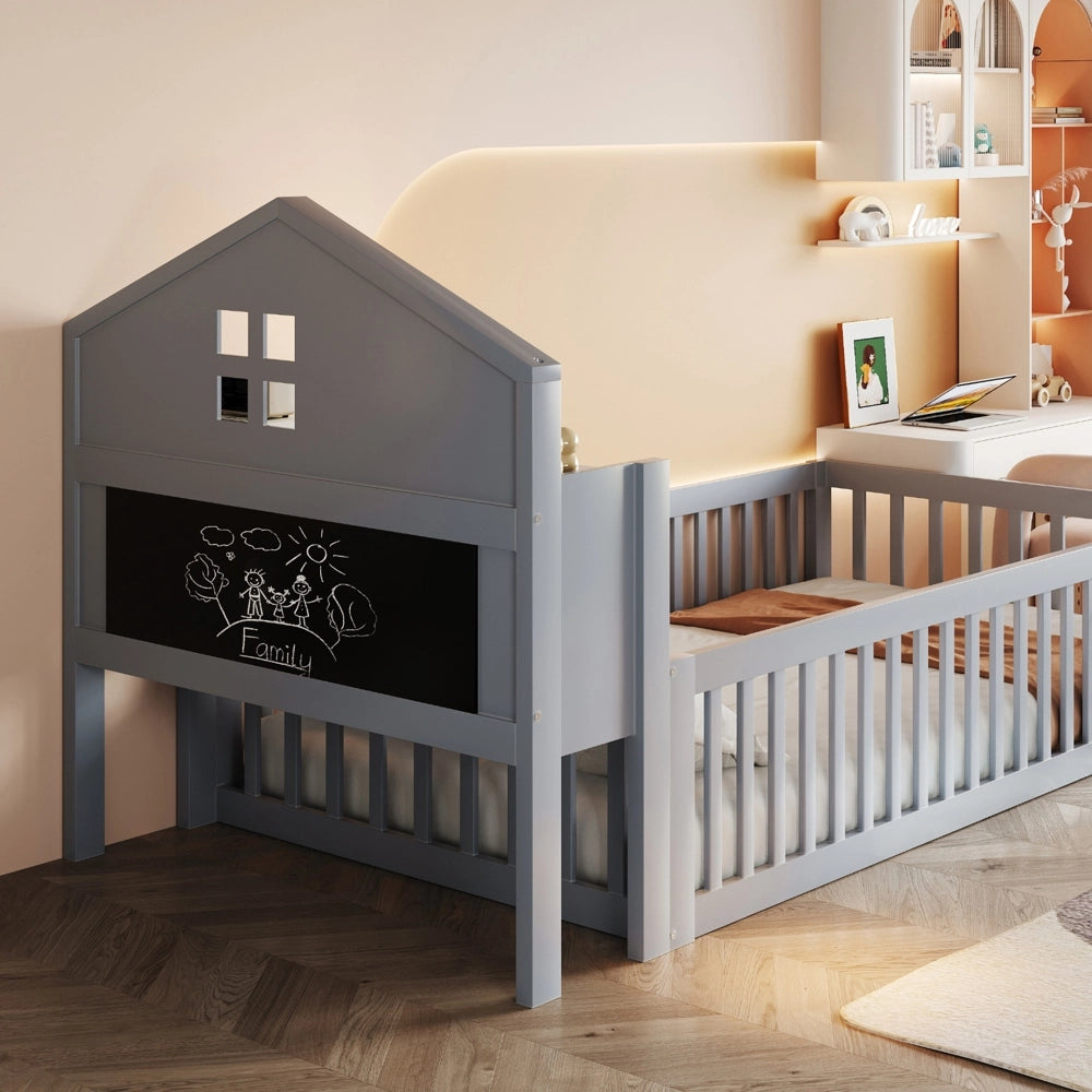 Letto bambini - Xylo - 90x200 cm contenitore grigio