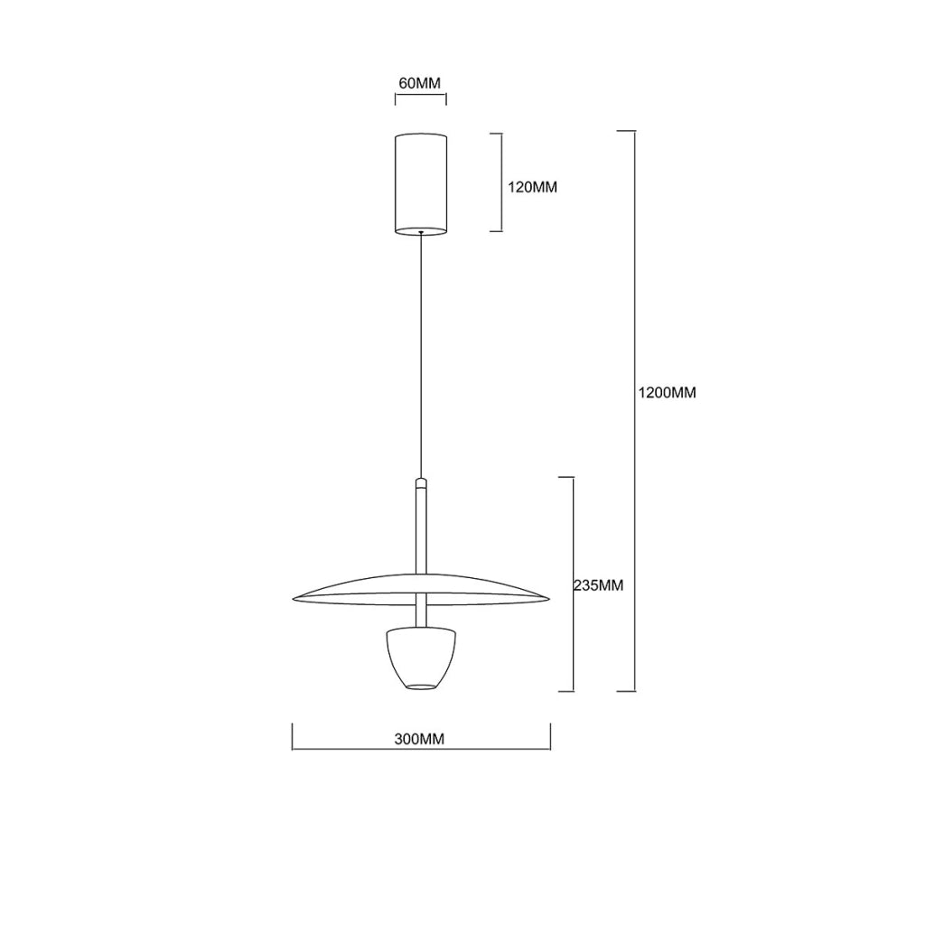 Lampada a sospensione loft nera Ø30 LED CCT 8W UFO Light Prestige