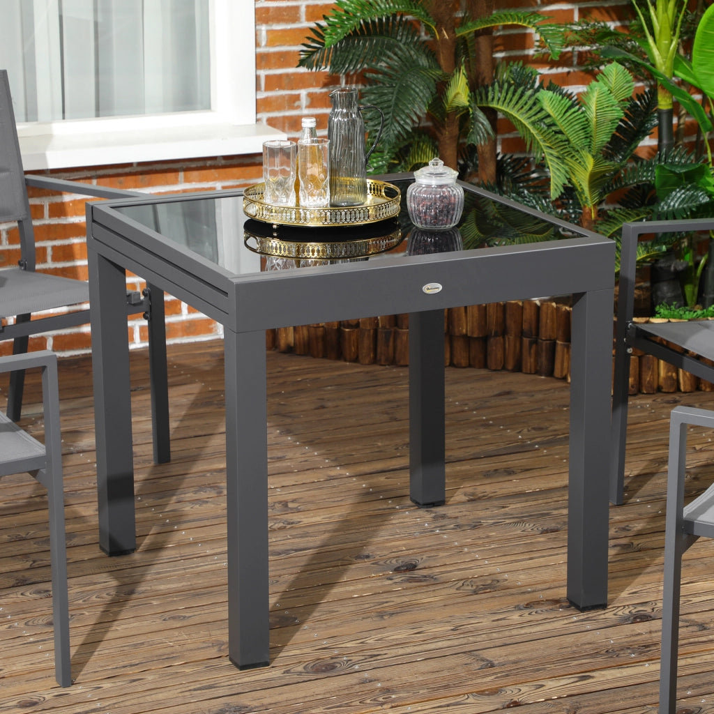 Tavolo da pranzo allungabile ¨C Xylo ¨C Alluminio grigio antracite, piano vetro temperato nero 160x80x75 cm