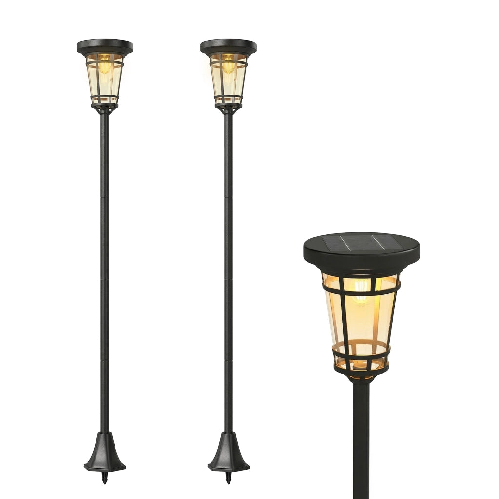 Set di 2 Lanterne Solari da Giardino ¨C Minimal ¨C 180cm Regolabili, IP44