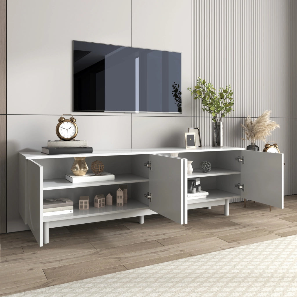 Cassettiera TV bianca in truciolato lunghezza 175 cm