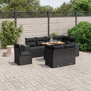 Set Divani da Giardino 9 pz con Cuscini Nero in Polyrattan 3272728